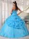 Floor Length Designer Aqua Blue Girls Quinceanera Party Dress