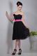 Black Short Chiffon Fall Bridesmaid Dress With Pink Sash