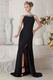 Modest Scoop Pearl Neck Black Juniors Evening Dress