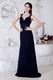 Cheap Straps Navy Blue Floor Length Skirt Evening Dress