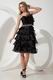 Spaghetti Straps Ruffled Layers Black Ice Tulle Evening Dress Short