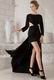 Scoop Long Sleeves Backless Black Cache Prom Dresses With Split