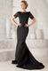 Scoop Neckline Short Sleeves Mermaid Black Taffeta Celebrity Dress