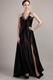 Sexy V-neck Cross Backless Long Black Chiffon Prom Dress With Split