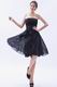 Strapless Knee Length Black Beach Bridesmaid Dress