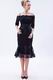 Portrait 1/2 Sleeves Sexy Mermaid Skirt Short Black Prom Lace Dress