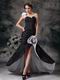 Mermaid One Shoulder High Low Taffeta Skirt Black Prom Dress