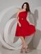 One Shoulder Wine Red Chiffon Bridesmaid Dress 2014
