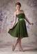 Strapless Olive Green Beach Bridesmaid Dress With Sash