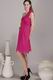 Deep Rose One Shoulder With Hand Flowers Bridesmaid Dress