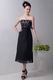 Custom Black Tea Length Bridesmaid Dress With Lace