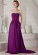 Strapless Dark Purple Chiffon Long Bridesmaide Dress