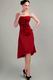 Strapless Wine Red Asymmetrical Chiffon Bridesmaid Dress