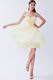 Sweetheart Light Yellow Mini Bridesmaid Dress Under 100