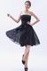 Strapless Knee Length Black Beach Bridesmaid Dress