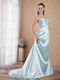 Light Blue One Shoulder Floor Length Skirt Prom Dress