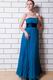 Pretty Strapless Dodger Blue Chiffon Prom Dress With Black Belt