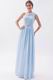 One Shoulder A-line Skirt Baby Blue Chiffon Princess Prom Dress