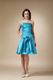 A-line Strapless Knee-length Sky Blue Girls Bridesmaid Dress