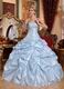 Baby Blue Embroidered Quinceanera Dress With Picks up Details