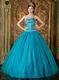 Teal Blue Sweetheart A-line Quinceanera Dress By Designer