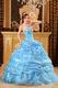 Hand Made Light Blue Dresses For Girl Quinceanera Party