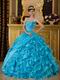 Sweet heart Ruffles Skirt Aqua Blue Sale Quinceanera Gown