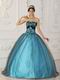 Pretty Dotted Tulle Fabric Prom Ball Gown With Black Applique