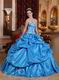 Dodger Blue Taffeta Bubble Skirt Puffy Quinceanera Gown