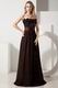 Strapless Aline Flowers Decorate Brown Evening Dress