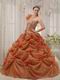 Beautiful One-shoulder Neck Rust Brown Quinceanera Dress
