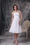 White Strapless Knee-length Chiffon Ruch Bridesmaid Dress lovely