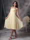 Strapless Knee-length Light Yellow Chiffon Bridesmaid Dress lovely