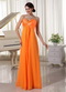 Pretty Orange Chiffon Long Bridesmaid Dress For Juniors lovely