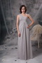 Gray Chiffon Bridesmaid Dress With One Shoulder Long Skirt lovely