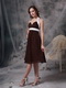 Brown Halter Top Neck Knee-length Bridesmaid Dress JR lovely