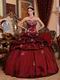 Burgundy Puffy Skirt Quinceanera Dress For 16th Birthday Party