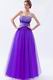 Elegant Beaded Blue Violet Evening Party Dress With Ribbon