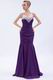 Affordable Sweetheart Crystals Mermaid Purple Chiffon Prom Dress