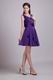 Purple V-neck Homecoming Dress With Hand Made Flower