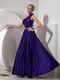 Dark Blue Purple One Shoulder Ankle-length Pleated Prom Dress