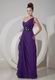 Floor-length Side Cascade Eggplant Purple Chiffon Prom Dress Discount