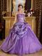 Medium Purple Quinceanera Dress With Applique Emberllishments