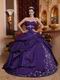 Sweetheart Embroidery Puffy Blue Violet Quinceanera Dress