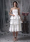 A-line Layers Hand Made Flower Beach Short Wedding Dress Romantic