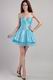 Aqua Blue Sweetheart Mini Sequined Cocktail Party Dress