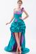 Popular Flowers Straps High Low Teal Cocktail Dress