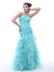 Light Blue Close-Fitting Ruffles Mermaid Evening Party Dress