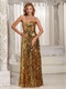 Sweetheart Gold Paillette Sequin Floor-length Evening Stage Prop Dress