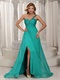 Single Left Strap Turquoise Slit Prom Graduation Dress In New York